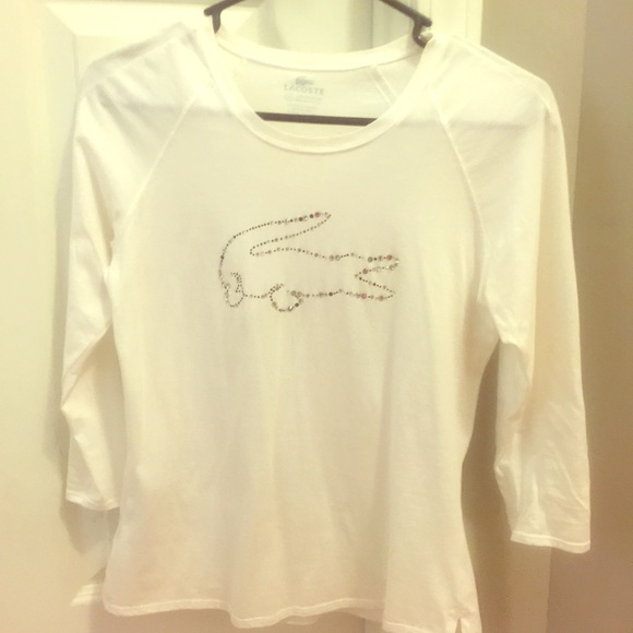 Lacoste baseball tee with rhinestone logo