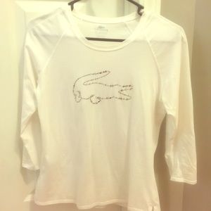 Lacoste baseball tee with rhinestone logo