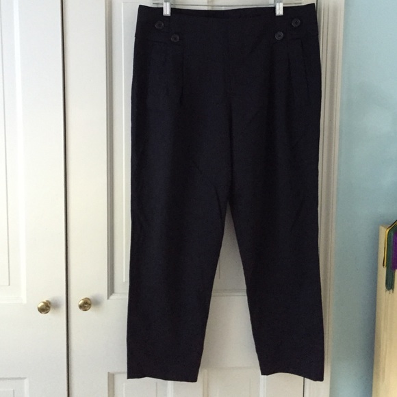Club Monaco Women's Navy Crop Trouser Pants Size 8 - Picture 1 of 4