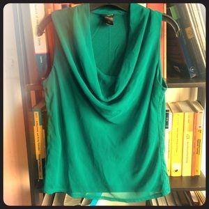 Ann Taylor green drape shirt