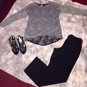 Price Drop⬇️Gray with black lace sweater Nwot ✨