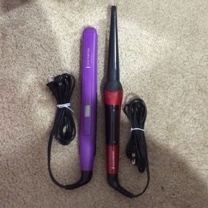 Remington flat iron and curling wand.