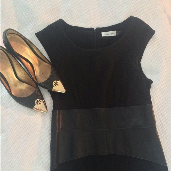 Calvin Klein black leather dress
