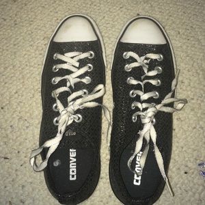 Size 8 Black Sparkly Converse