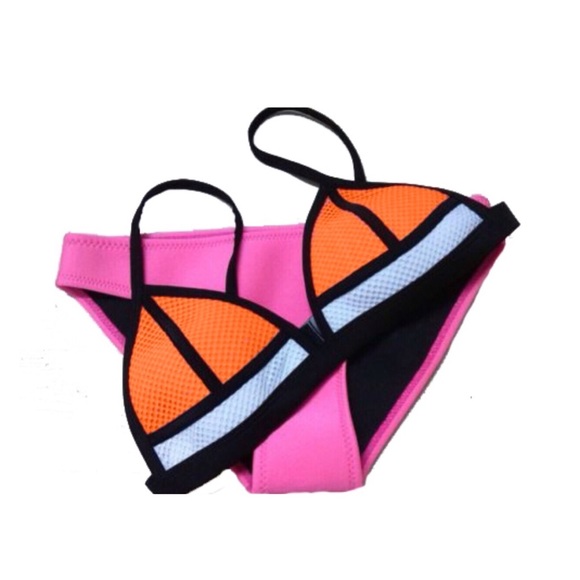 Jackets & Blazers - New Triangl Style Color Block Pink & Orange Bikini