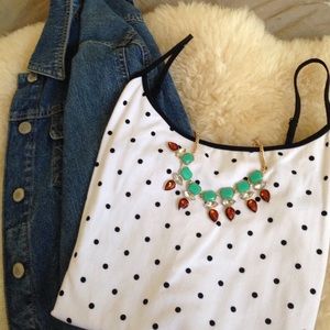 Crisp white polka dot tank