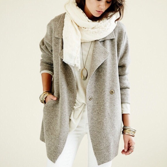 ISO free people sweater jacket grey small