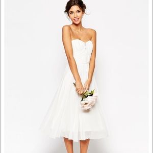 ASOS WEDDING Ruched Bodice Bandeau Midi Dress