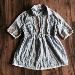 Hazel Chambray Top with Ivory Accents