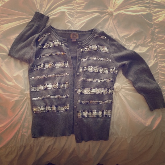 Striped Gray/Silver Sequin Cardigan