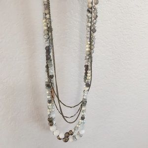 Anthropologie Chunky White / Bronze necklace