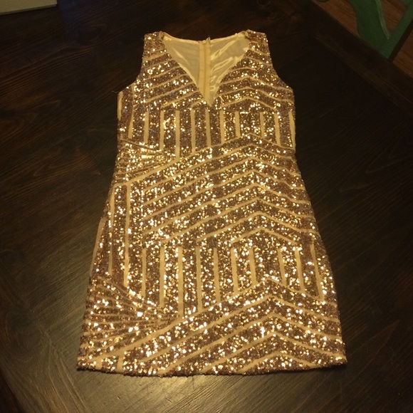 Gold sequin mini dress