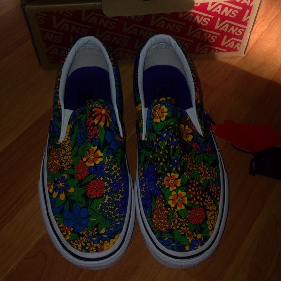 BRAND NEW floral slip on vans