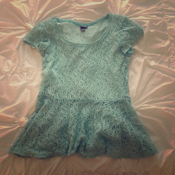 Mint Green Lace Peplum Top