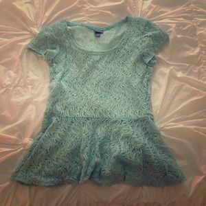 Mint Green Lace Peplum Top