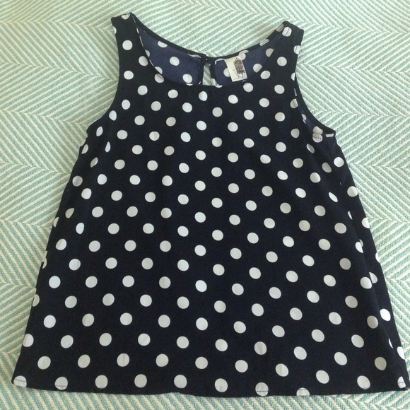 Francesca's navy polka dot tank