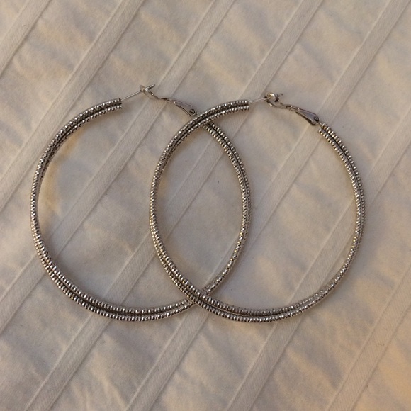 FINAL DAY! Sparkly Silver Hoops