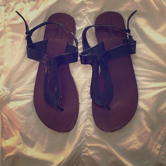 Black Patin-Leather Sandals