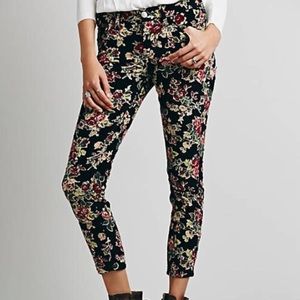 Free People floral printed corduroy skinny