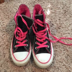 Pink/Black High Top Converse