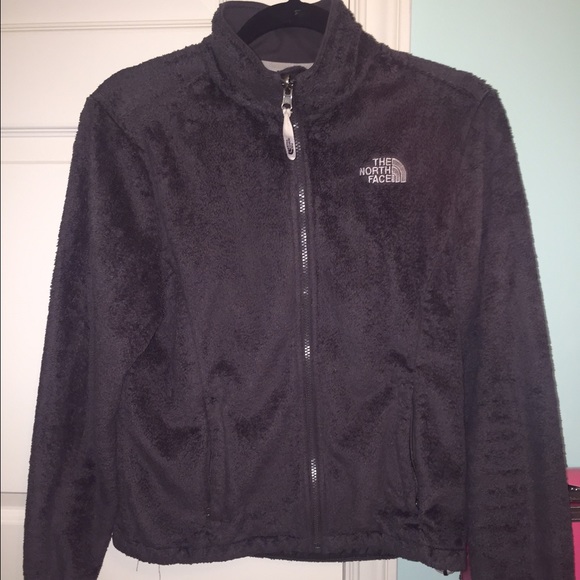 Grey fuzzy north face jacket size small!