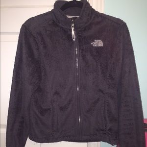 Grey fuzzy north face jacket size small!