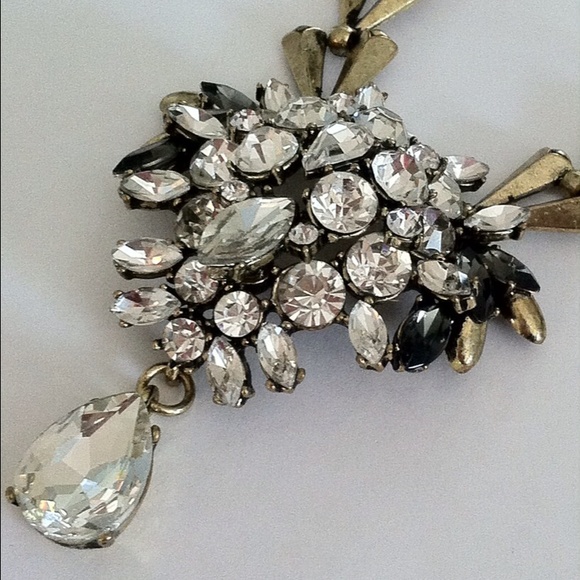 *SOLD* Crystal And Worn Gold Necklace - Picture 2 of 3