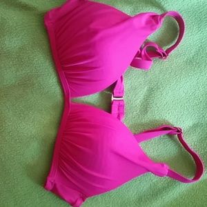Pink bikini top with adjustable straps