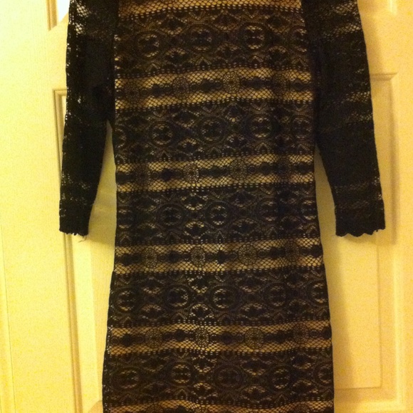 Black lace overlay dress.