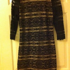 Black lace overlay dress.