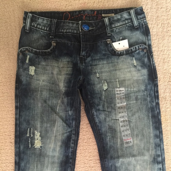 Desigual Straight Fit Ripped Jeans 40 EU