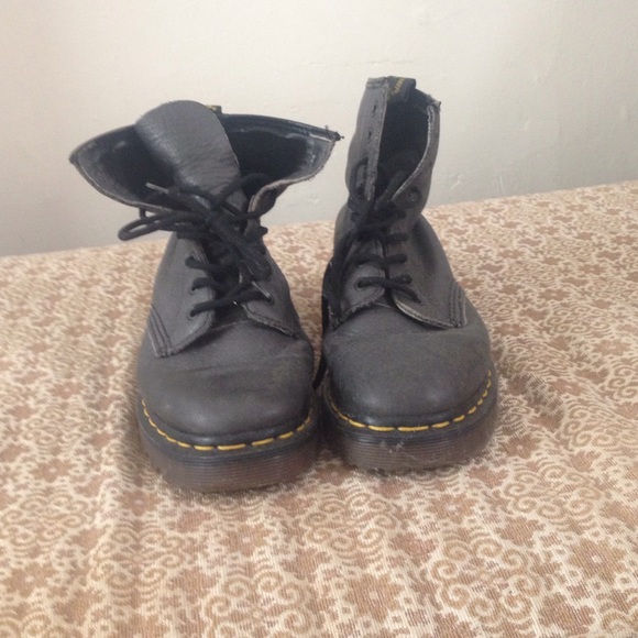 grey Dr. Martens 8 eye boots