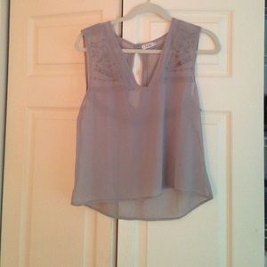 Grey embroidered TOBI top