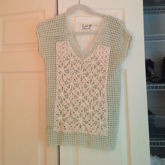 Knit mint and cream top from Anthropologie