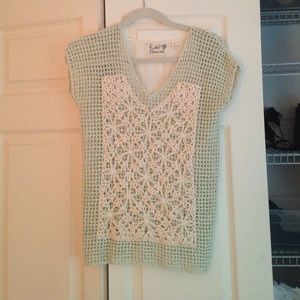 Knit mint and cream top from Anthropologie