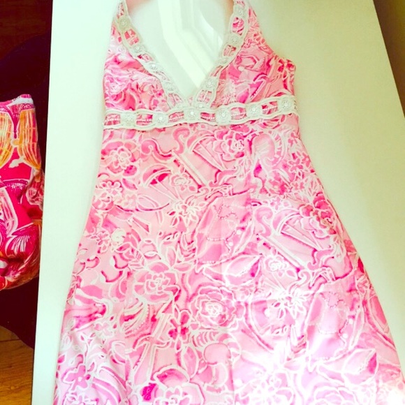 Lilly Pulitzer size 0 Cocoa halter beaded