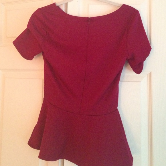 Wine red peplum top - Picture 2 of 2