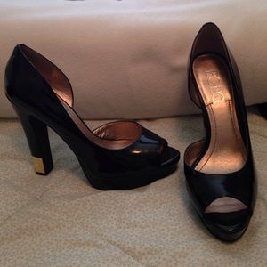 Black peep toe heels