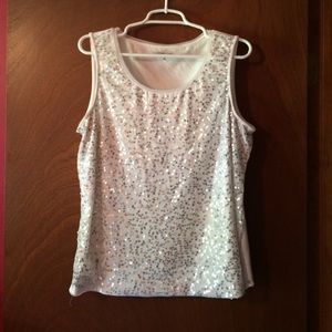 Sequined white tank top