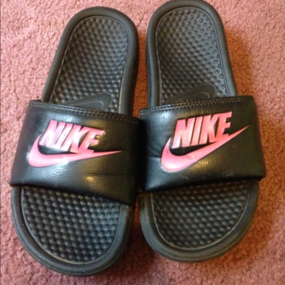 Pink nike slides