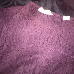 Purple lace short sleeved top