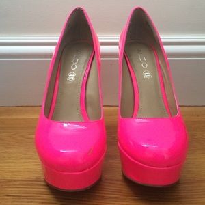 ALDO Hot Pink Patent Leather Platform Pumps