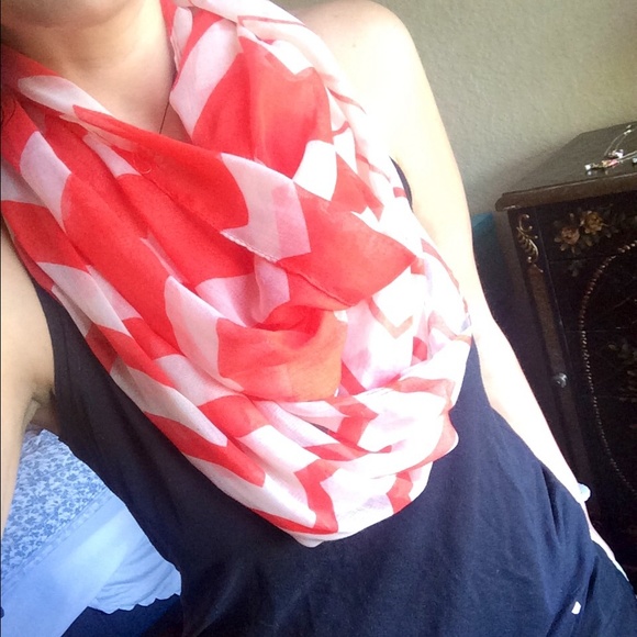 Urban Outfitters Accessories - Coral and White Chevron Infinity Scarf