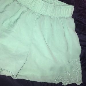 Mint green flowy comfortable shorts