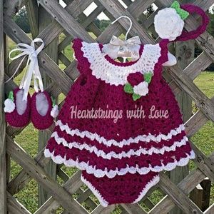 Handmade by myself Crocheted Newborn Dress Set