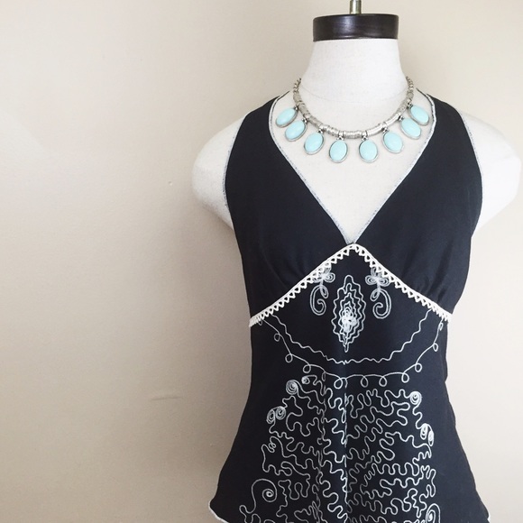 Embroidered Linen Halter Top