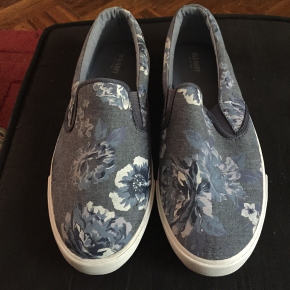 Denim Flower Print Sneakers