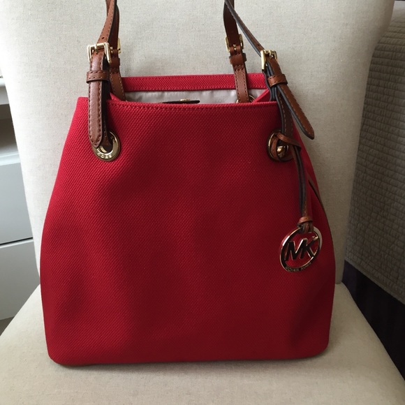 Michael Kors Red Canvas Bucket purse