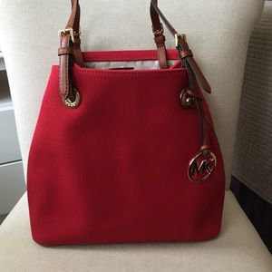 Michael Kors Red Canvas Bucket purse