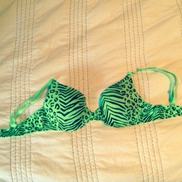 PINK Push-up Bright Green Patterned Bra 34B